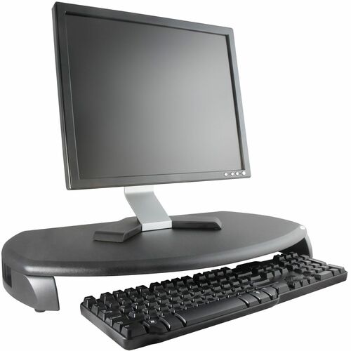 Kantek CRT/LCD Stand with Keyboard Storage - Up to 21" Screen Support - 80 lb Load Capacity - LCD, CRT Display Type Supported - 3" Height x 23" Width x 13.3" Depth - Desktop - Medium Density Fiberboard (MDF) - Black
