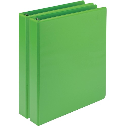 Samsill Earth's Choice Plant-based View Binders - 1" Binder Capacity - Letter - 8 1/2" x 11" Sheet Size - 200 Sheet Capacity - Fastener(s): 3 x Round Ring - Pocket(s): 2, Internal - Chipboard, Polypropylene, Plastic - Lime - 1.34 lb - Recycled - Clear Ove