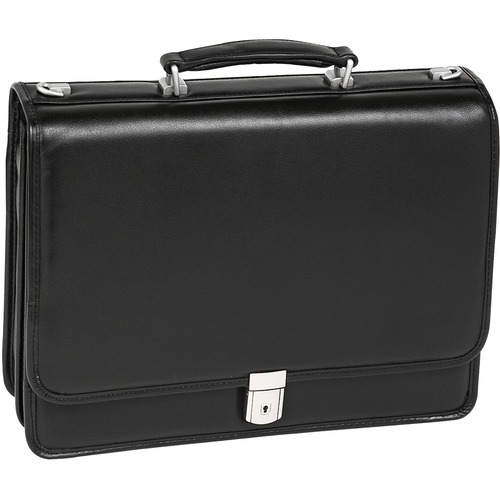 McKleinUSA 15.6" Leather Double Compartment Laptop Briefcase - Briefcase - Shoulder Strap, Hand Strap15.4" Screen Support - 11.5" x 16.5" x 4.5" - Leather - Black
