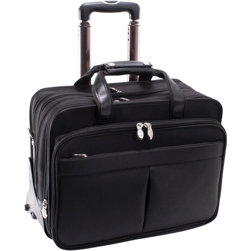 McKleinUSA 17" Nylon Patented Detachable -Wheeled Laptop Briefcase w/ Removable Sleeve - Shoulder Strap, Hand Strap, Handle17" Screen Support - 17.5" x 11" - Nylon - Black
