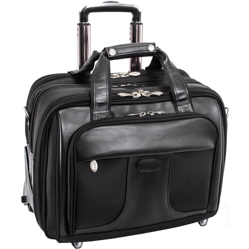 McKleinUSA 15.6" Nylon Patented Detachable -Wheeled Laptop Overnight with Removable Briefcase - Shoulder Strap, Hand Strap, Handle17" Screen Support - 13" x 17" x 11" - Nylon - Black