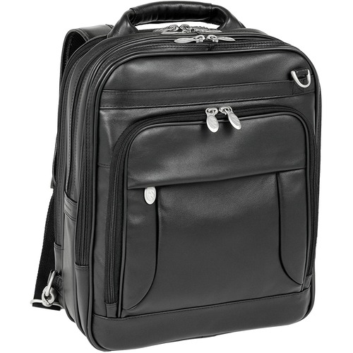 McKleinUSA 15.6" Leather Three-Way Backpack Laptop Briefcase - Briefcase - Shoulder Strap, Hand Strap15.4" Screen Support - 13.75" x 15.75" x 7.5" - Leather - Black