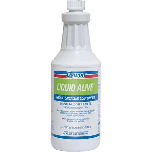 Dymon Liquid Alive Instant Odor Digester - Spray - 32 fl oz (1 quart) - Bottle - 1 Each - White