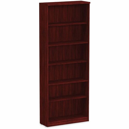 Alera Book Rack - 1" Thickness Shelf, 80.3" Height x 31.8" Width x 14" Depth Bookcase - 6 Shelve(s) - Material: Wood Grain Laminate - Finish: Mahogany - Dent Resistant, Scratch Resistant, Adjustable Shelf - For Book, Commercial