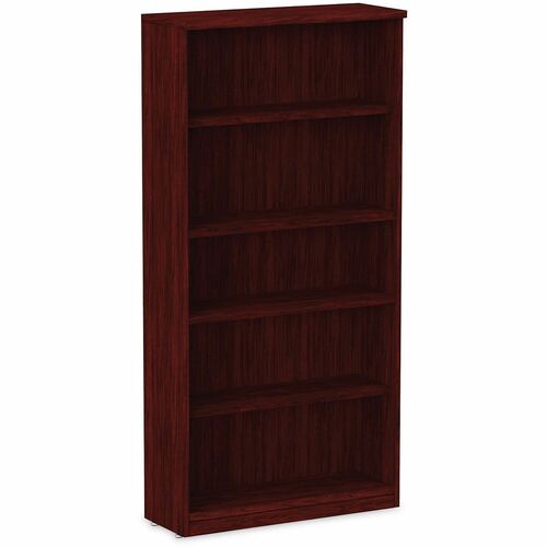 Alera Book Rack - 1" Thickness Shelf, 64.8" Height x 31.8" Width x 14" Depth - 5 Shelve(s) - Material: Wood Grain Laminate - Finish: Mahogany - Dent Resistant, Scratch Resistant, Adjustable Shelf - For Book, Commercial