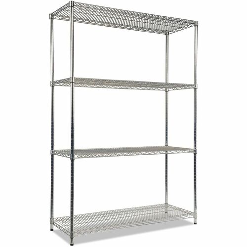 Alera Wire Shelving Starter Kit, 4 Shelves, 48w x 18d - 4 Shelf(ves) - 4 Tier(s) - 72" Height x 48" Width x 18" Depth - Heavy Duty, Adjustable Shelf - Silver - Steel