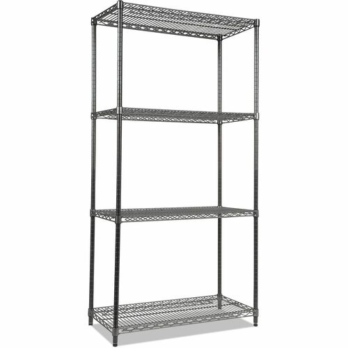Alera Storage Rack - 4 Shelf(ves) - 4 Tier(s) - 72" Height x 36" Width x 18" Depth - Leveling Glide, Heavy Duty - Black Anthracite - Steel