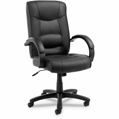 Alera Strada Executive Chair - Black Seat Color - Top Grain Leather Seat Material - Black Back Color - Top Grain Leather Back Material - Black Frame Color - Nylon Frame Material - High Back - 5-star Base - Armrest