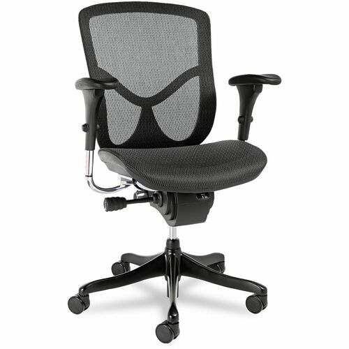 Alera EQ Chair - Black Seat Color - Mesh Seat Material - Black Back Color - Mesh Back Material - Black Frame Color - Aluminum Frame Material - Mid Back - 5-star Base - Black - Armrest