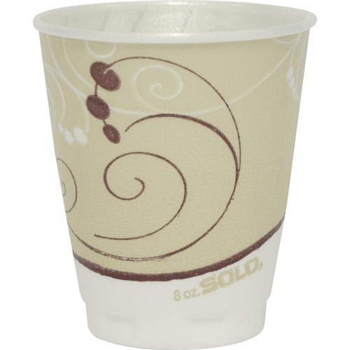 Solo Trophy Plus 8 oz Symphony Insulated Hot/Cold Cups - 100 / Pack - Beige - Poly, Polyethylene - Hot Drink, Cold Drink, Coffee, Tea, Cocoa