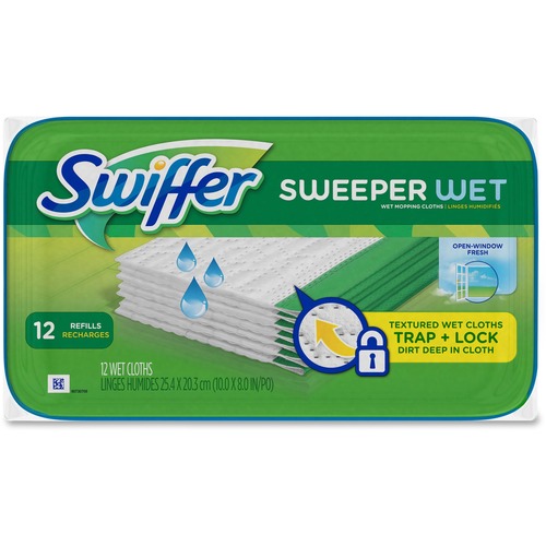 Swiffer Sweeper Wet Cloths - Disposable - Green - 144 / Carton