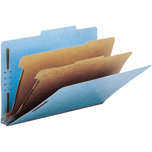 Smead 19021 2/5 Tab Cut Legal Recycled Classification Folder - 8 1/2" x 14" - 2" Expansion - 6 x 2K Fastener(s) - 1" Fastener Capacity, 2" Fastener Capacity - Top Tab Location - Right of Center Tab Position - 2 Divider(s) - Pressboard - Blue - 100% Recycl