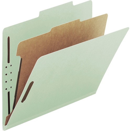 Smead 2/5 Tab Cut Legal Recycled Classification Folder - 8 1/2" x 14" - 2" Expansion - 4 x 2K Fastener(s) - 1" Fastener Capacity, 2" Fastener Capacity - Top Tab Location - Right of Center Tab Position - 1 Divider(s) - Pressboard - Gray, Green - 100% Recyc