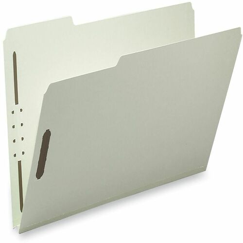 Smead 15004 1/3 Tab Cut Letter Recycled Fastener Folder - 8 1/2" x 11" - 2" Expansion - 2 x 2K Fastener(s) - 2" Fastener Capacity for Folder - Top Tab Location - Assorted Position Tab Position - Pressboard - Gray, Green - 100% Recycled - 5 / Carton