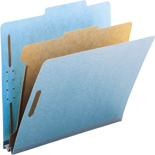 Smead 2/5 Tab Cut Letter Recycled Classification Folder - 8 1/2" x 11" - 2" Expansion - 4 x 2K Fastener(s) - 1" Fastener Capacity, 2" Fastener Capacity - Top Tab Location - Right of Center Tab Position - 1 Divider(s) - Pressboard - Blue - 100% Recycled - 