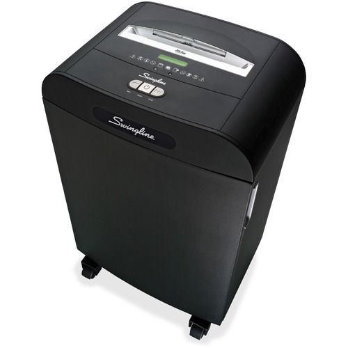 GBC DS22-13 Strip-CutJam Free Shredder - Continuous Shredder - Strip Cut - 22 Per Pass - for shredding CD, DVD, Credit Card, Paper Clip, Staples, Paper - 0.250" Shred Size - P-2 - 16 ft/min - 10" Throat - 13 gal Wastebin Capacity - Black, Silver