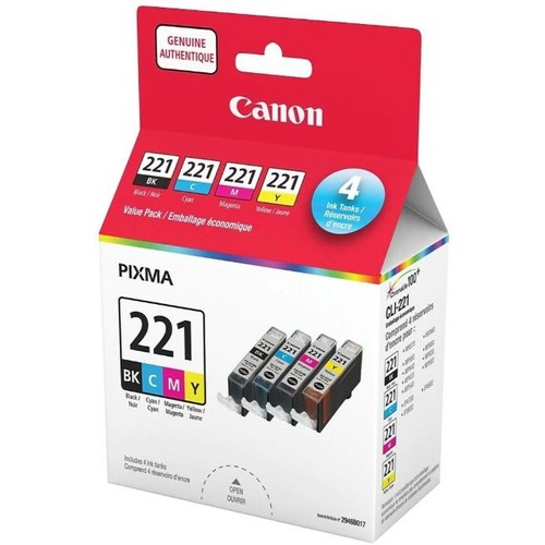 Canon CLI-221 Original Ink Cartridge - Black, Cyan, Magenta, Yellow - Inkjet - 4 / Pack - Ink Cartridges & Printheads - CNM01037