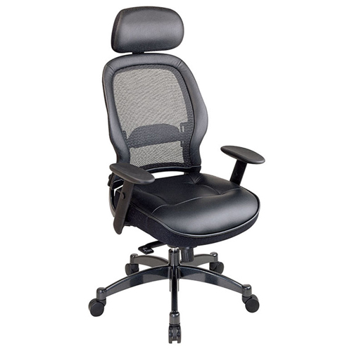 Office Star Space Matrex 27008 Professional Chair - 27" x 27" x 55" - Leather Black Seat