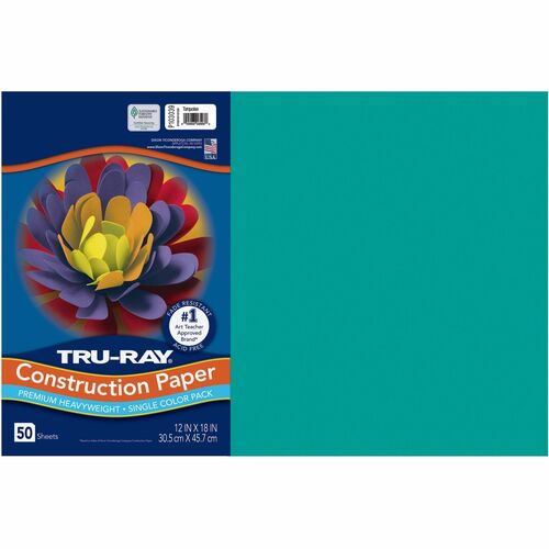 Tru-Ray Construction Paper - Project, Bulletin Board - 18"Width x 12"Length - 50 / Pack - Turquoise - Sulphite