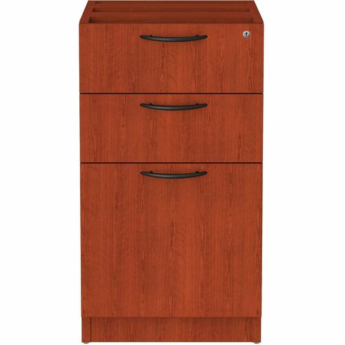 Alera Valencia Pedestal - 28.5" Height x 15.6" Width x 20.5" Depth - Total Drawer(s): 3 - Drawer Configuration: 1 x File, 2 x BoxLeft/Right Side - T-mold Edge - Material: Melamine - Finish: Medium Cherry - Scratch Resistant, Peel Resistant, Dent Resistant