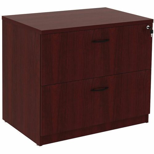 Alera Valencia Lateral File - 29.5" Height x 34" Width x 22.8" Depth - Total Drawer(s): 2 - Drawer Configuration: 1 x File - T-mold Edge - Material: Melamine - Finish: Mahogany - Water Resistant, Scratch Resistant, Dent Resistant, Peel Resistant, Moisture