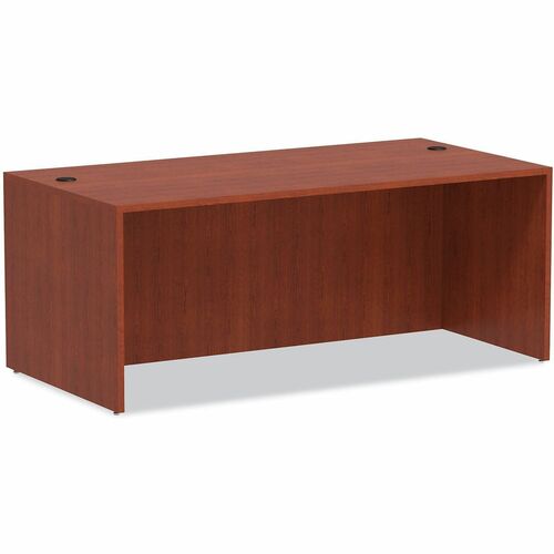 Alera Valencia Series Straight Front Desk Shell, 71" x 35.5" x 29.63" , Medium Cherry - Rectangle - 29.5" Height x 71" Width x 35.5" Depth x 1" Thickness - Material: Wood Grain - Finish: Laminate, Medium Cherry - Edge Banding, Leveling Glide, Scratch Resi