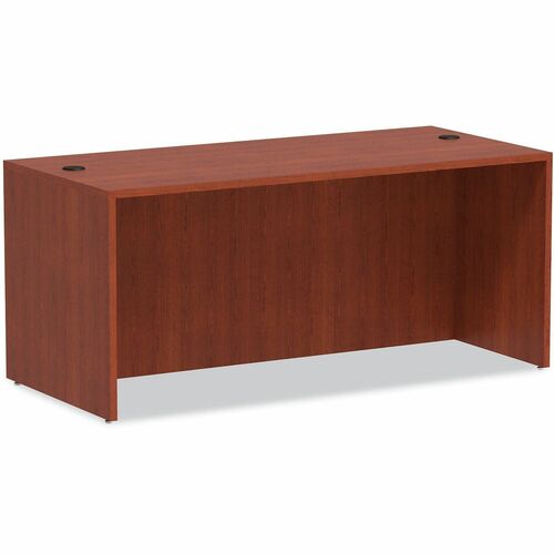 Alera Valencia Series Straight Front Desk Shell, 65" x 29.5" x 29.63" , Medium Cherry - Rectangle - 29.5" Height x 65" Width x 29.5" Depth x 1" Thickness - Material: Wood Grain - Finish: Laminate, Medium Cherry - Edge Banding, Leveling Glide, Scratch Resi