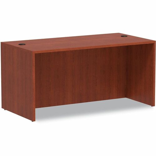 Alera Valencia Desk Shell - Rectangle - 1" Thickness Top, 29.5" Height x 59.1" Width x 29.5" Depth - Band Edge - Material: Polyvinyl Chloride (PVC) - Finish: Medium Cherry, Charcoal - Edge Banding, Leveling Glide, Scratch Resistant, Stain Resistant, Textu