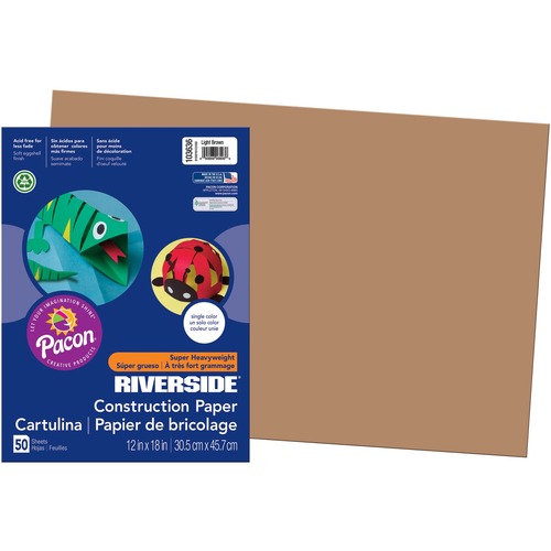 Riverside Construction Paper - 18" Width x 12" Length - 50 / Pack - Light Brown