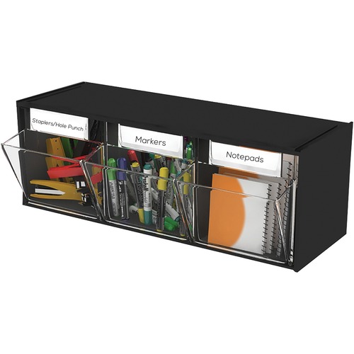 Deflecto Modular Tilt Bin Storage System - 9.50" Height x 23.62" Width x 7.75" Depth - Desktop - Black - 1 Each