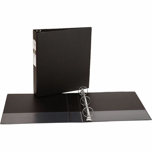 Avery® Economy 3 Ring Binder - 1 1/2" Binder Capacity - Letter - 8 1/2" x 11" Sheet Size - 275 Sheet Capacity - Fastener(s): 3 x Round Ring - Pocket(s): 2, Internal - Polypropylene - Black - Recycled - Pocket - 1 Each