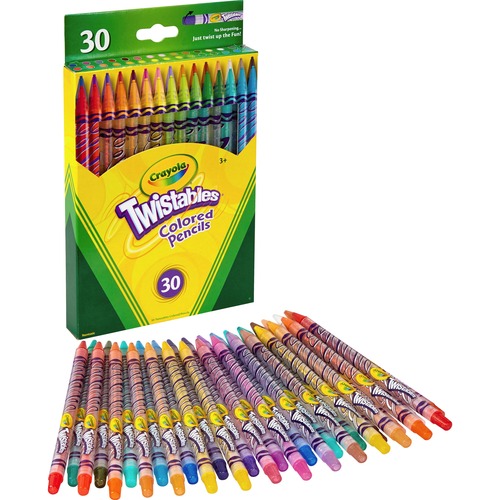 Crayola Twistables Colored Pencils - Assorted Lead - Clear Plastic Barrel - 30 / Set