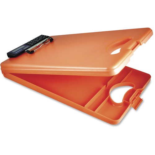 Saunders DeskMate II 00543 Portable Storage Clipboard - 0.50" Clip Capacity - Storage for Stationary - Bottom Opening - 10" x 16" - Polypropylene - Tangerine - 1 Each