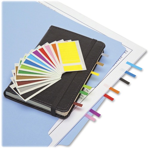 Redi-Tag Assorted Color Small Page Flags Bulk - 900 x Red, 900 x Yellow, 900 x Blue, 900 x Purple - 1" Flag/Note Width x 3/16" Flag/Note Length - Rectangle - Assorted - Repositionable - 900 / Pack