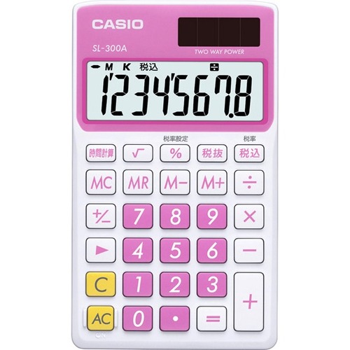 Casio SL-300VC Portable Calculator - 8 Digits - Battery/Solar Powered - 2.8" x 4.7" - Sweet Pink