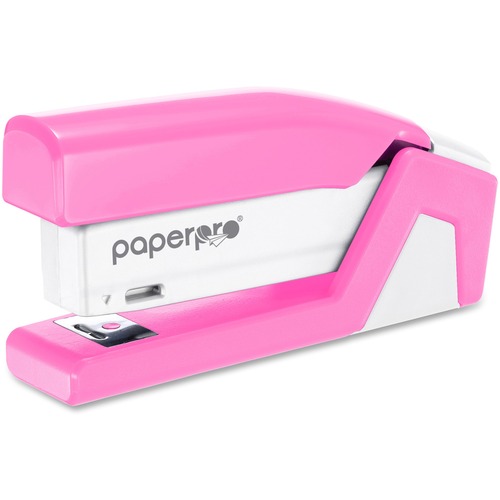 PaperPro Breast Cancer Awareness inCOURAGE 20 Compact Stapler - Staples Upto 20 Sheet - Holds Upto 105 Staple - Half Strip - Staple Size: 0.25" - Pink, White - Rubber - 1 Each