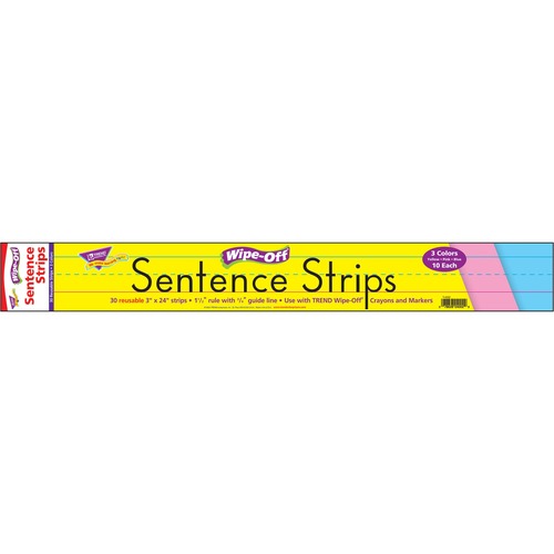 Trend 24" Multicolor Wipe-Off Sentence Strips - Theme/Subject: Learning - Skill Learning: Writing, Spelling, Word, Stories - 1 / Pack