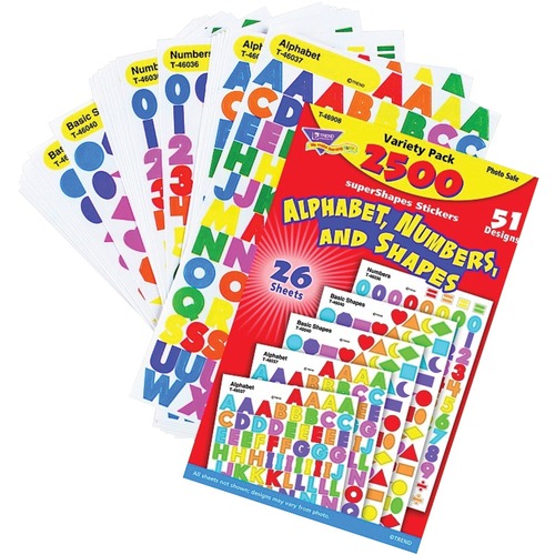 Trend Alphabet, Numbers, & Shapes - Fun Theme/Subject - Alphabet, Numbers, Shape Shape - Self-adhesive - Acid-free, Photo-safe, Non-toxic