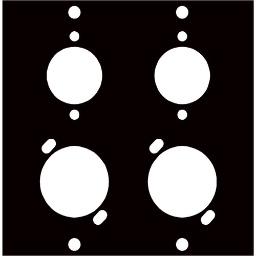 Middle Atlantic UCP Module with Four Mixed Gender XLR Punchouts - Aluminum - Brushed Black - 3.5" Height - 3.4" Width - 0.1" Depth