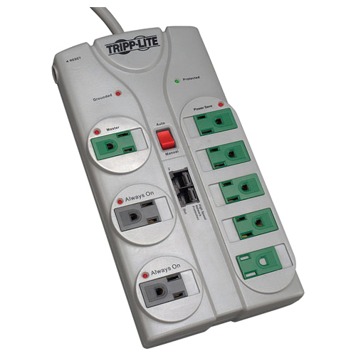 Tripp Lite 8-Outlet Surge Suppressor - 8 x NEMA 5-15R - 1.80 kVA - 2160 J - 120 V AC Input - Network/Phone