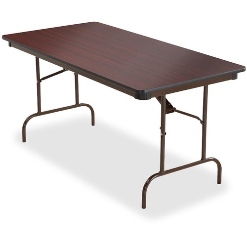 Iceberg Premium Wood Laminate Folding Table - Melamine Rectangle Top - Traditional Style - 300 lb Capacity - 60" Table Top Length x 30" Table Top Width x 0.75" Table Top Thickness - 29" Height - Mahogany - Wood Top Material - 1 Each