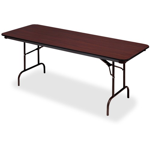 Iceberg Premium Wood Laminate Folding Table - Melamine Rectangle Top - Traditional Style - 300 lb Capacity - 72" Table Top Length x 30" Table Top Width x 0.75" Table Top Thickness - 29" Height - Mahogany - Wood Top Material - 1 Each
