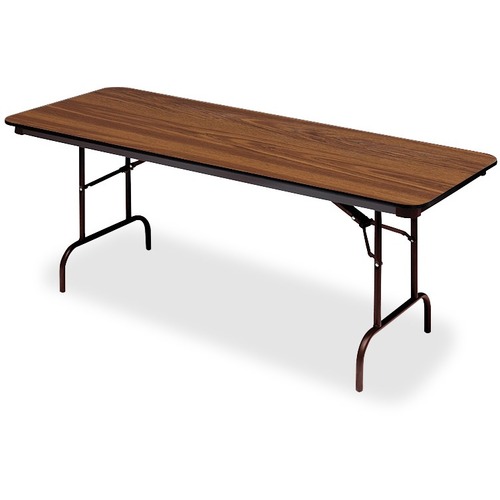 Iceberg Premium Wood Laminate Folding Table - Melamine, Oak Top - 96" Table Top Width x 30" Table Top Depth - Brown, Laminated - Wood Top Material - 1 Each