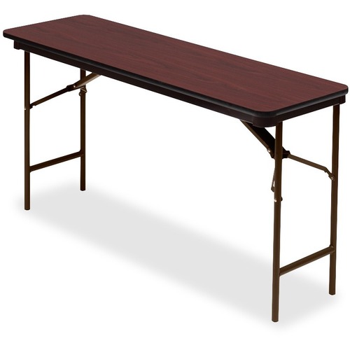 Iceberg Premium Wood Laminate Folding Table - Melamine Rectangle Top - Traditional Style - 500 lb Capacity - 60" Table Top Length x 18" Table Top Width x 0.75" Table Top Thickness - 29" Height - Mahogany - Wood Top Material - 1 Each