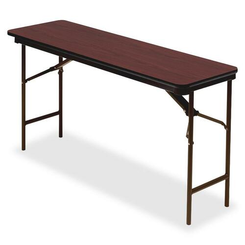 Iceberg Premium Wood Laminate Folding Table - Melamine Rectangle Top - Traditional Style - 500 lb Capacity - 72" Table Top Length x 18" Table Top Width x 0.75" Table Top Thickness - 29" Height - Mahogany - Wood Top Material - 1 Each
