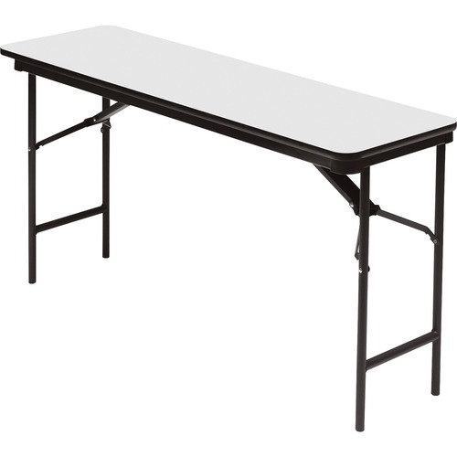 Iceberg Premium Wood Laminate Folding Table - Melamine Rectangle Top - 500 lb Capacity - 72" Table Top Length x 18" Table Top Width x 0.75" Table Top Thickness - 29" Height - Gray - Wood Top Material - 1 Each