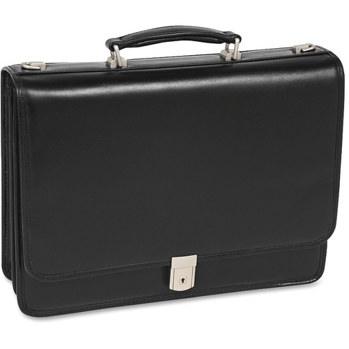 McKleinUSA 15.6" Leather Flapover Double Compartment Briefcase - Leather Body - Foam Interior Material - Shoulder Strap, Hand Strap - 12.5" Height x 5" Width - 1 Each