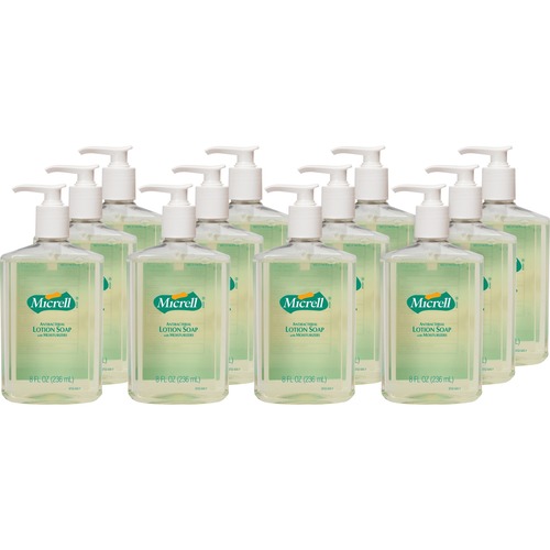 Micrell Antibacterial Lotion Soap - Citrus ScentFor - 8 fl oz (236.6 mL) - Pump Bottle Dispenser - Kill Germs, Grease Remover - Hand - Anti-irritant, Bio-based - 12 / Carton