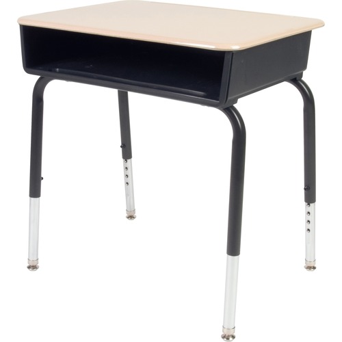 Virco 785 Open Front Student Desk with Book Box - For - Table TopSandstone Rectangle Top - 4 Legs - Height Adjustable - 22" to 30" Adjustment - 24" Table Top Length x 18" Table Top Width - 30" Height - Educational Environment - Assembly Required - Chrome,