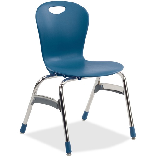 Virco Zuma ZU418 Stack Chair - Chrome Frame20.38" x 21" x 32.5" - Plastic Navy Seat